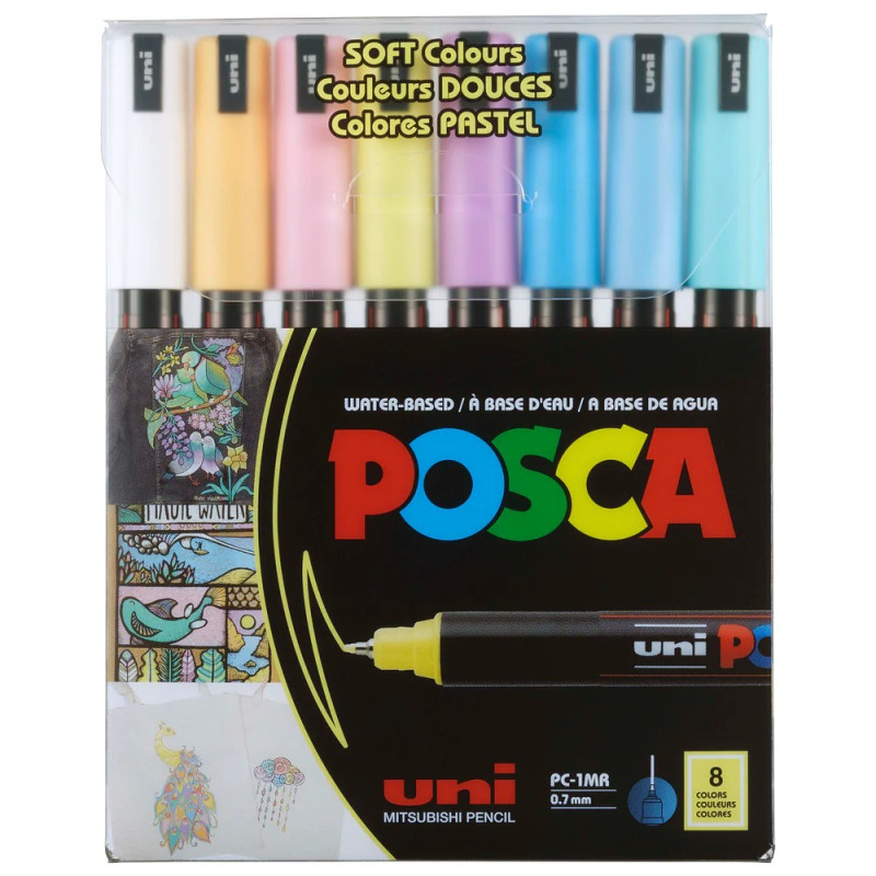 Набір маркерів uni POSCA Soft Color, 0,7мм, 8 шт
