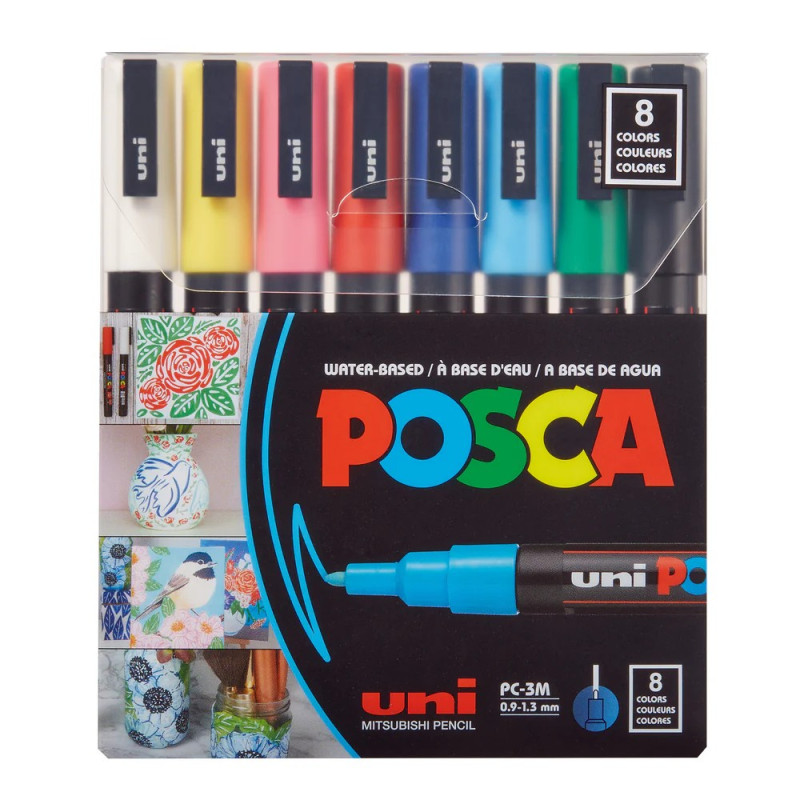 Набір маркерів uni POSCA, 0,9-1,3мм 8 шт