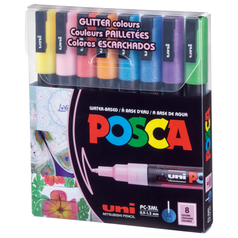 Набір маркерів uni POSCA Glitter Color, 0,9-1,3мм, 8 шт