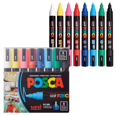 Набір маркерів uni POSCA,1,8-2,5мм, 8 шт
