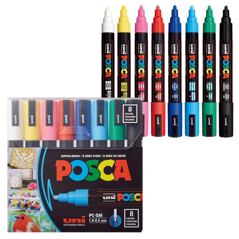 Набір маркерів uni POSCA,1,8-2,5мм, 8 шт
