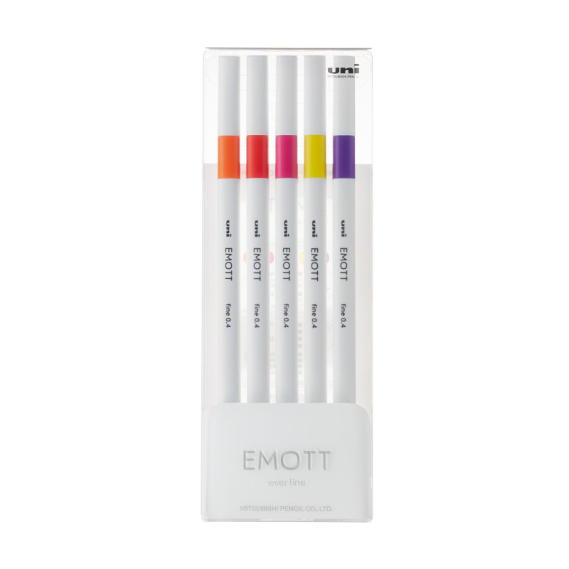 Лайнер uni EMOTT 0.4мм fine line, Passion Color, 5 кольорів
