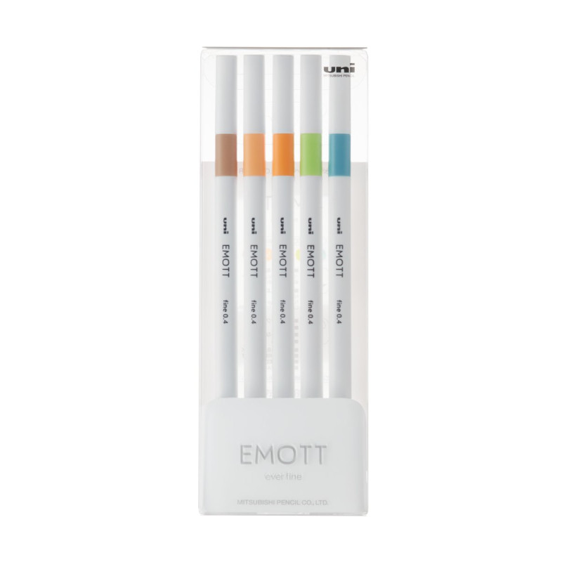 Лайнер uni EMOTT 0.4мм fine line, Nature Color, 5 кольорів