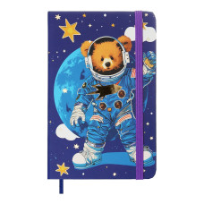 Книжка записна BEAR на гумці, А6, 80 арк., клітинка., офсет крем., тв.лам.обл., синя, KIDS LINE