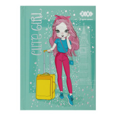 Блокнот CUTE GIRL, А-6, 64л., кл., тв. обкл., мат. лам.+лак, бірюзовий