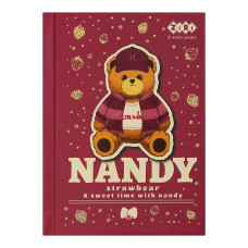 Блокнот BEAR TOY, А6, 64 арк., клітинка, тв. обл., мат. ламін.+лак,бордовий, KIDS Line