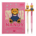Набір 1 - BEAR TOY блокнот А6, 64 л., клітинка + 2 кулькові ручки автоматичні, KIDS Line