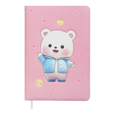 Блокнот BEAR, 155 х 108 мм, 80 арк., лінія, Soft PU обкладинка, рожевий, KIDS Line