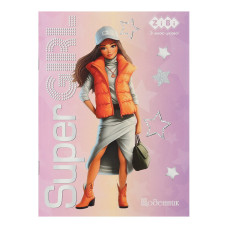 Щоденник шкільний SUPER GIRL, А5, 40 арк, м'яка обкл., скоба, глянц.ламін., SMART Line