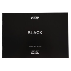 Альбом для малювання BLACK, А4, 12 арк., 120 г/м2, на скобі, чорний, KIDS Line