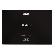 Альбом для малювання BLACK, А4, 20 арк., 120 г/м2, на скобі, чорний, KIDS Line