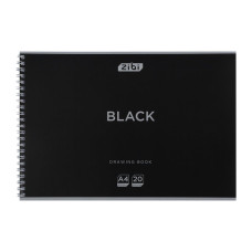 Альбом для малювання BLACK, А4, 20 арк., 120 г/м2, на пружині, чорний, KIDS Line