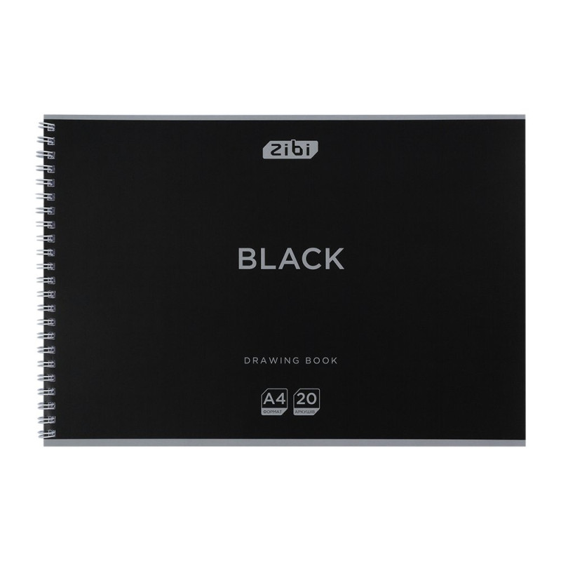 Альбом для малювання BLACK, А4, 20 арк., 120 г/м2, на пружині, чорний, KIDS Line Альбом для малювання BLACK, А4, 20 арк., 120 г/м2, на пружині, чорний, KIDS Line