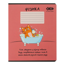 Зошит учнівський шкільний CUTE CAT, 36арк., клітинка, фізика, KIDS LINE