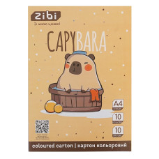 Картон кольоровий CAPYBARA, А4, 10 кольорів - 10 аркушів, 230 г/м2, KIDS Line