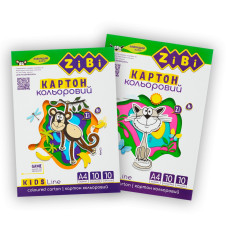 Картон кольоровий, А4, 10 кольорів - 10 аркушів, 230г/м2, KIDS Line