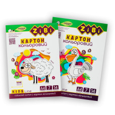 Картон кольоровий, А4, 7 кольорів - 14 аркушів, 230г/м2, KIDS Line