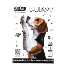 Картон кольоровий двосторонній (целюлозний) CATS&DOGS, А4, 8 кольорів - 8 аркушів, 215 г/м2, KIDS L