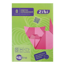 Картон кольоровий двосторонній (целюлозний), А4, 8 кольорів - 8 аркушів, 215г/м2, KIDS Line