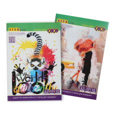 Папір для акварелі, А3, 10 аркушів, 200г/м2, в картонній папці, KIDS Line