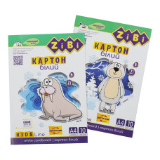 Картон білий крейдований двосторонній, А4, 10 аркушів, 180 г/м2, KIDS Line.