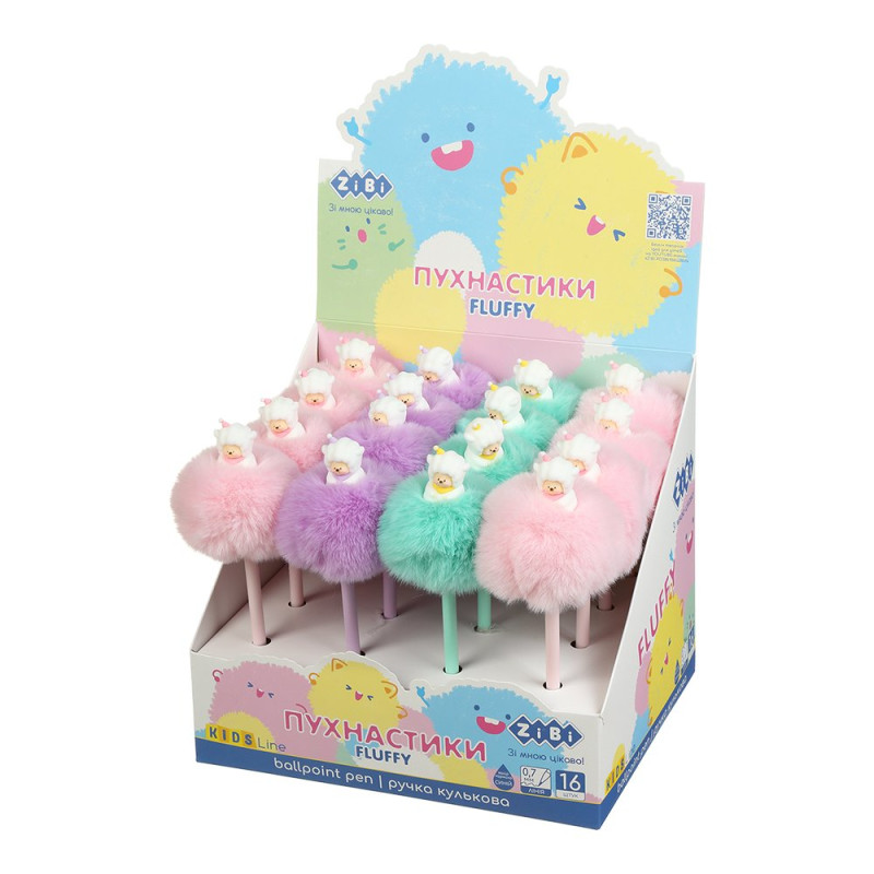 Ручка кулькова, Fluffy Sheep, 0,7 мм, синя, KIDS Line