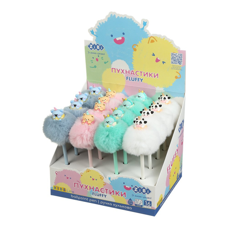 Ручка кулькова, Fluffy Party, 0,7 мм, синя, KIDS Line