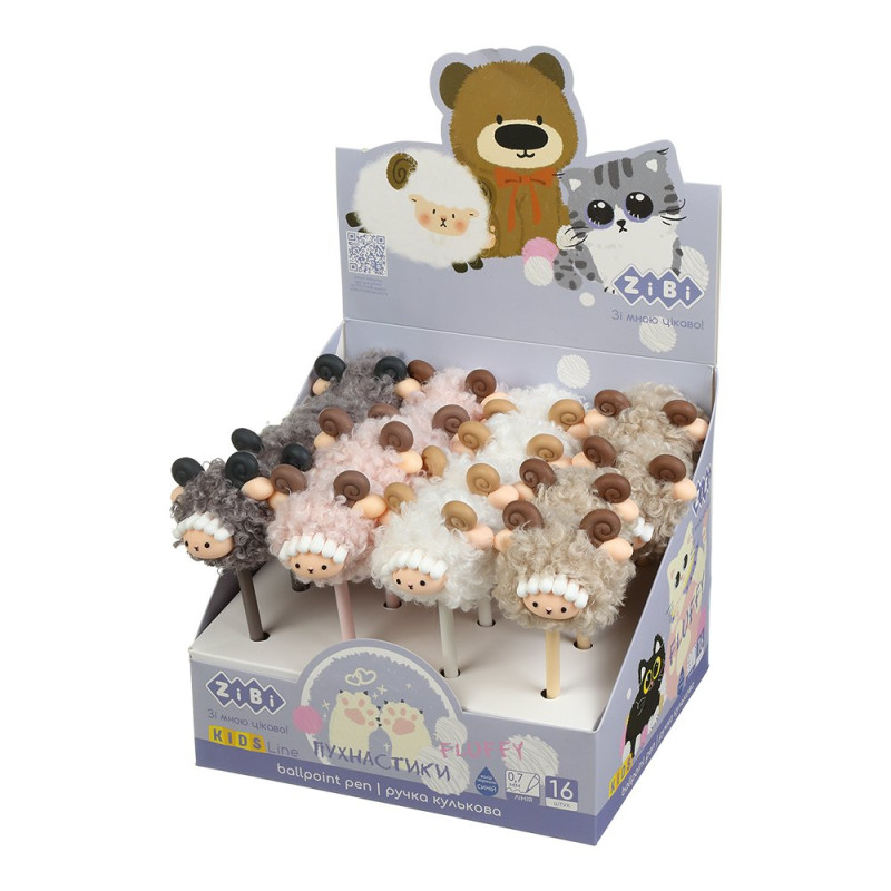 Ручка кулькова, Fluffy Lamb, 0,7 мм, синя, KIDS Line