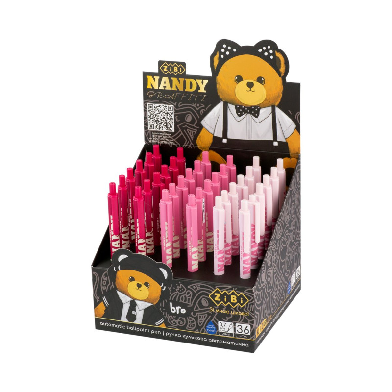 Ручка кулькова автоматична, Bear Pink, 0,7 мм, синя, KIDS Line