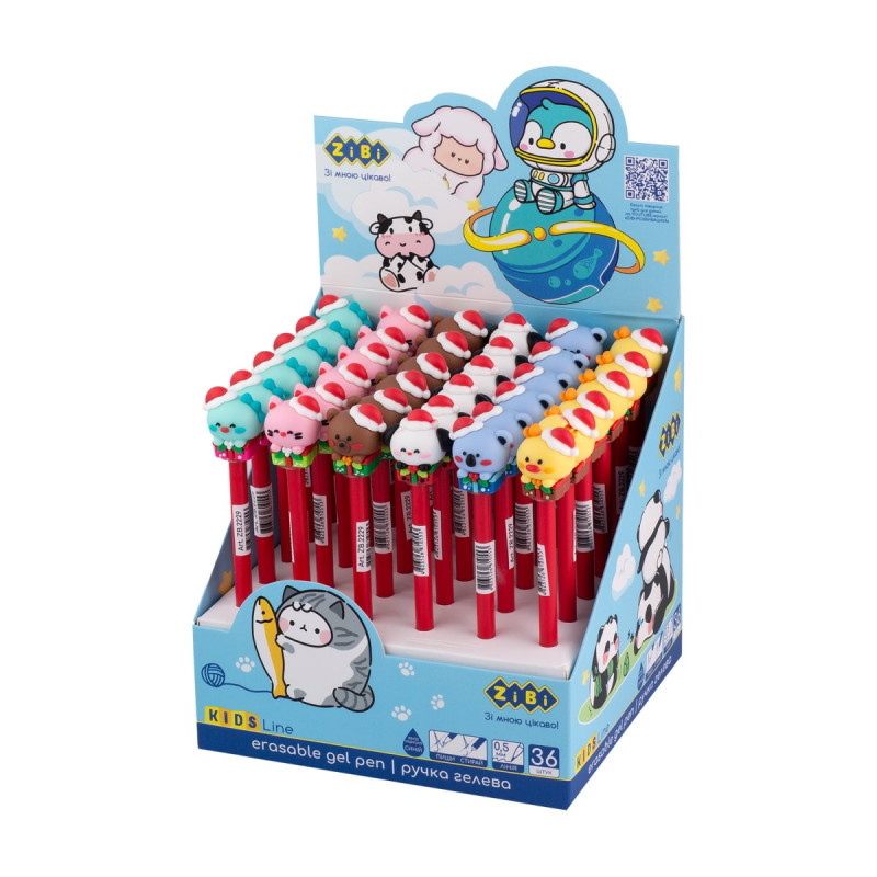 Ручка гелева Пиши-стирай, Christmas, 0,5 мм, синя, KIDS Line