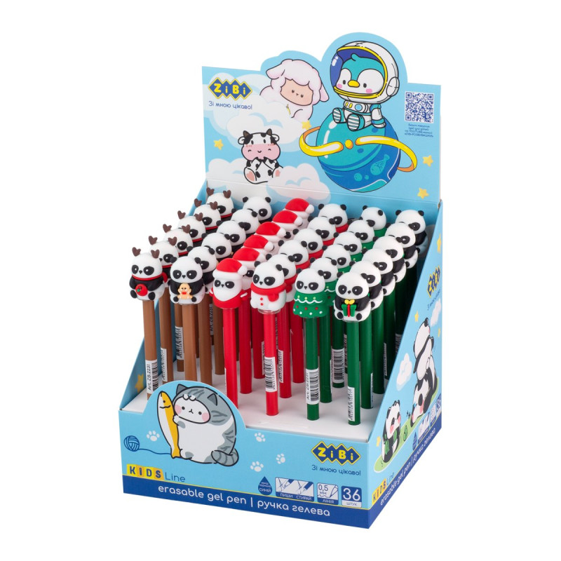 Ручка гелева Пиши-стирай, Christmas Panda, 0,5 мм, синя, KIDS Line