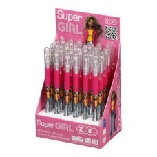 Ручка гелева пиши-стирай SUPER GIRL з гумовим грипом, 0,5 мм, синя, KIDS Line