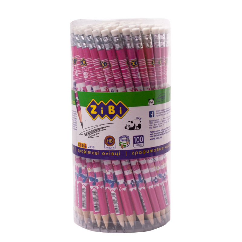 Олівець графітовий FLOWERS HB, з гумкою, туба, KIDS Line