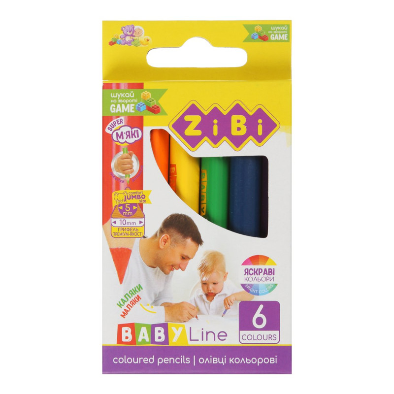 Олівці кольорові  mini JUMBO, 6 кольорів, BABY Line