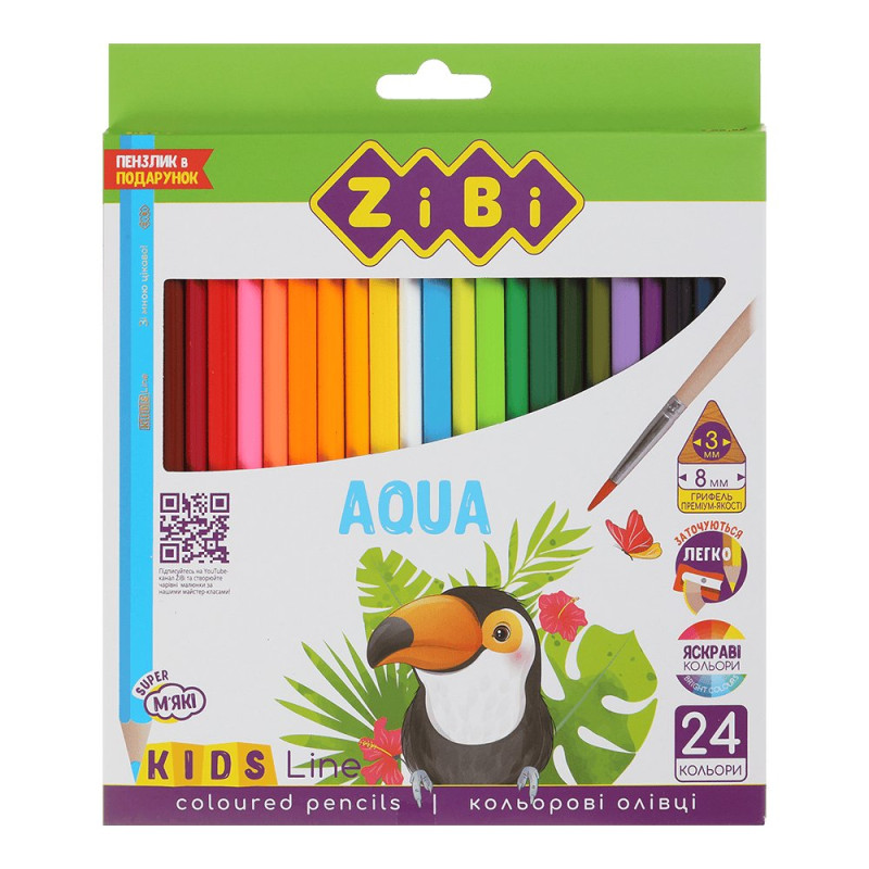 Олівці кольорові Акварель, 24 шт., KIDS LINE