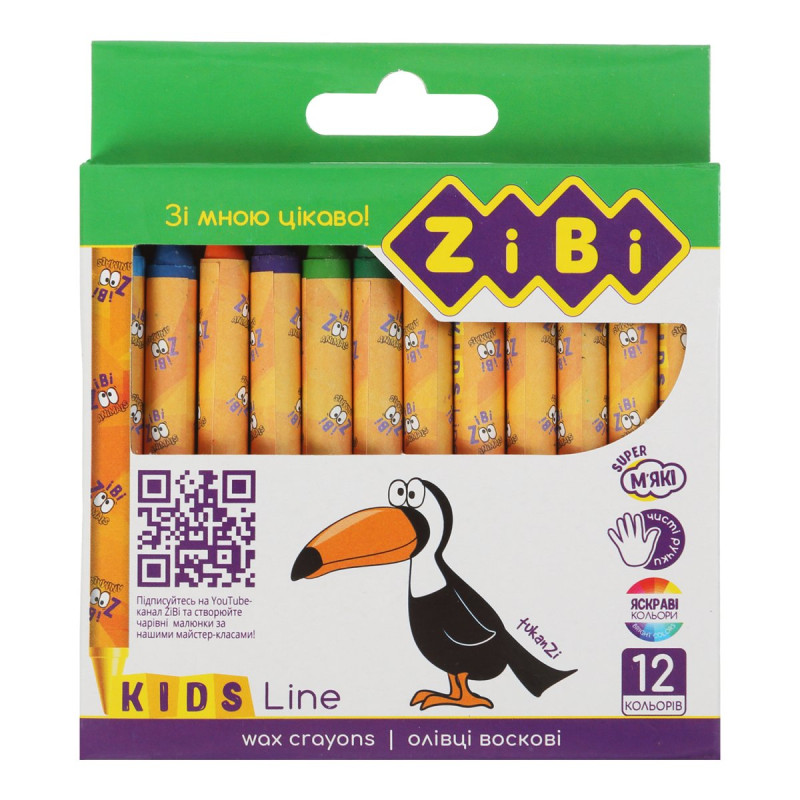 Олівці воскові, 12 кольорів, KIDS Line Олівці воскові, 12 кольорів, KIDS Line