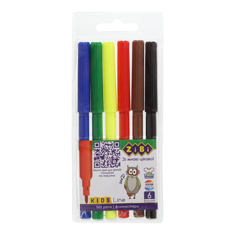 Фломастери, 6 кольорів, KIDS Line