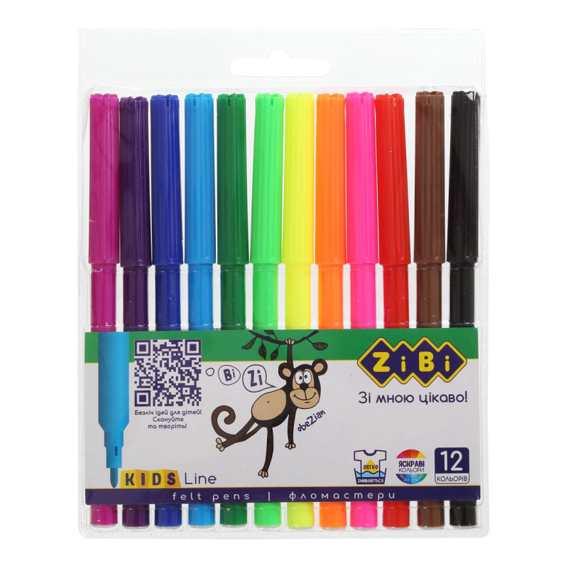 Фломастери, 12 кольорів, KIDS Line