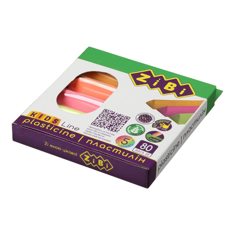 Пластилін 5 кольорів, неон, 80 г, KIDS Line Пластилін 5 кольорів, неон, 80 г, KIDS Line