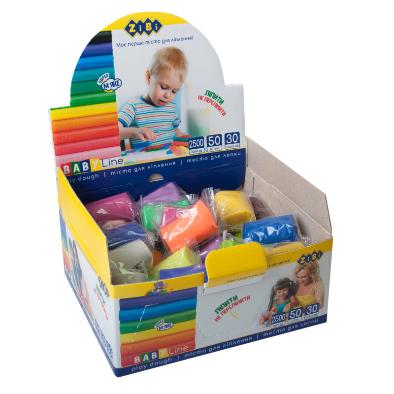 Тісто для ліплення в шоубоксі (50 стіків по 50 г), 30 кольорів, BABY Line