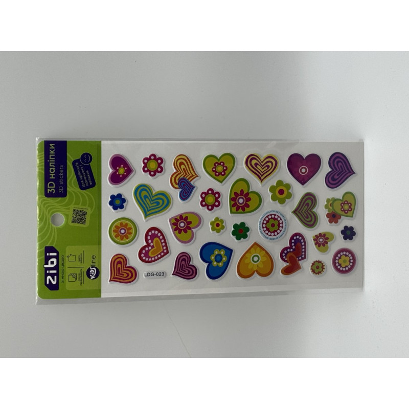 3D наліпки Сердечки 18 см, KIDS Line 3D наліпки Сердечки 18 см, KIDS Line