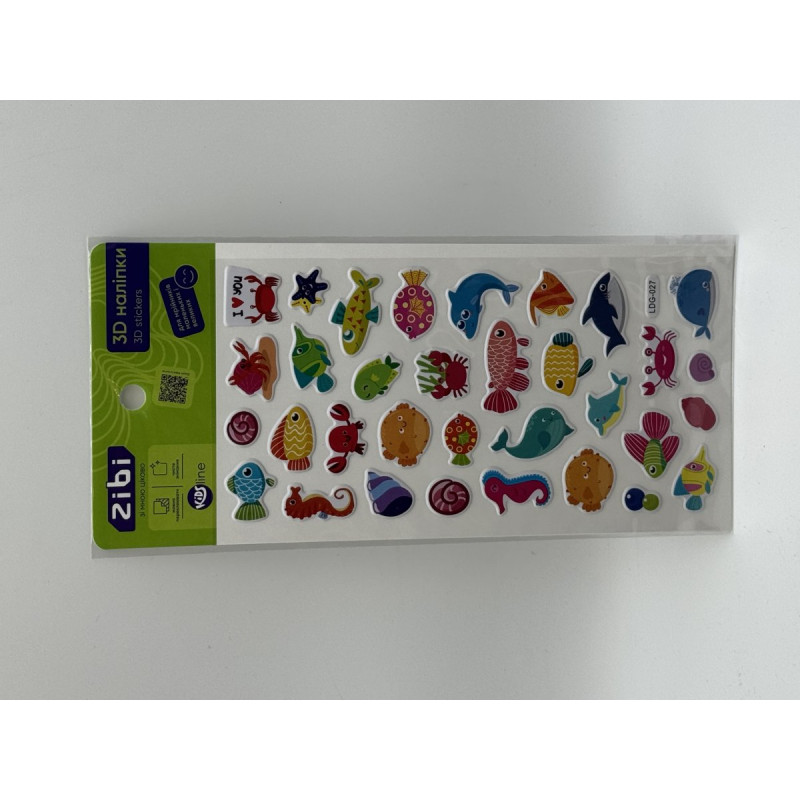 3D наліпки Морські жителі 18 см, KIDS Line 3D наліпки Морські жителі 18 см, KIDS Line