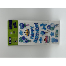 3D наліпки Happy Birthday Блакитна корона 18 см, KIDS Line