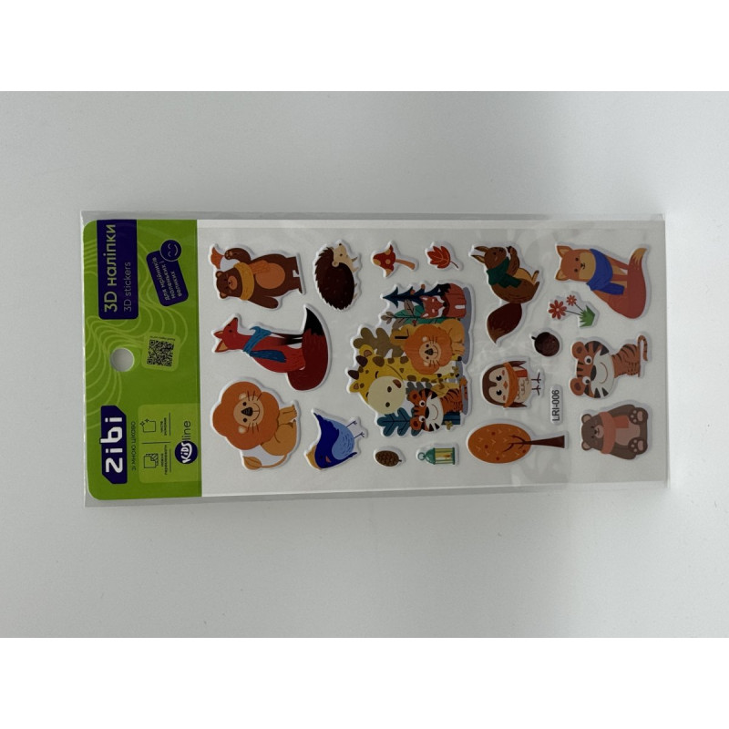 3D наліпки Лісові звірі мікс 18 см, KIDS Line