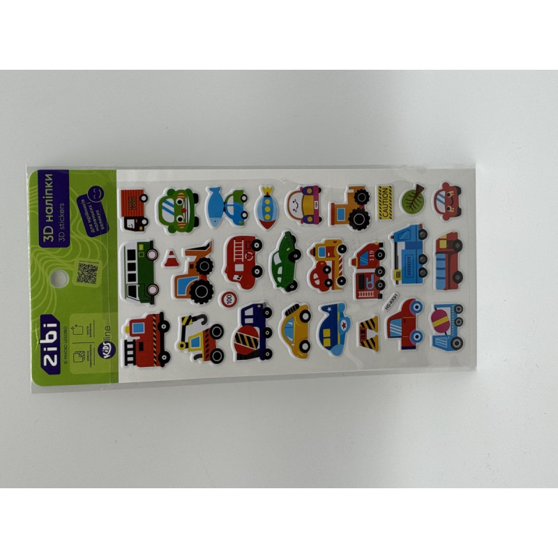 3D наліпки Робочі автівочки 18 см, KIDS Line