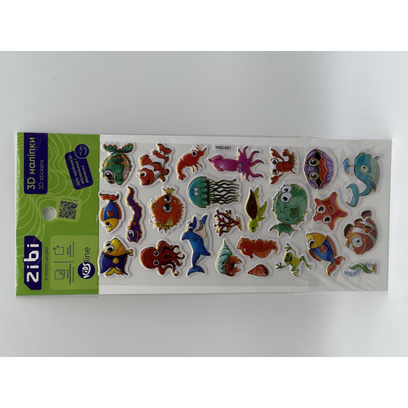 3D наліпки Морськи жителі 23 см, KIDS Line 3D наліпки Морськи жителі 23 см, KIDS Line