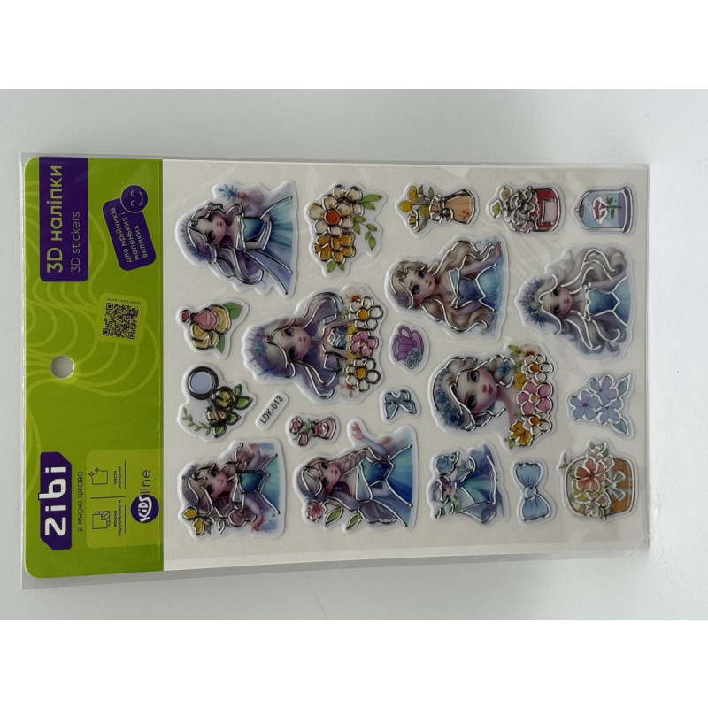 3D наліпки Квіткові принцеси 19 см, KIDS Line