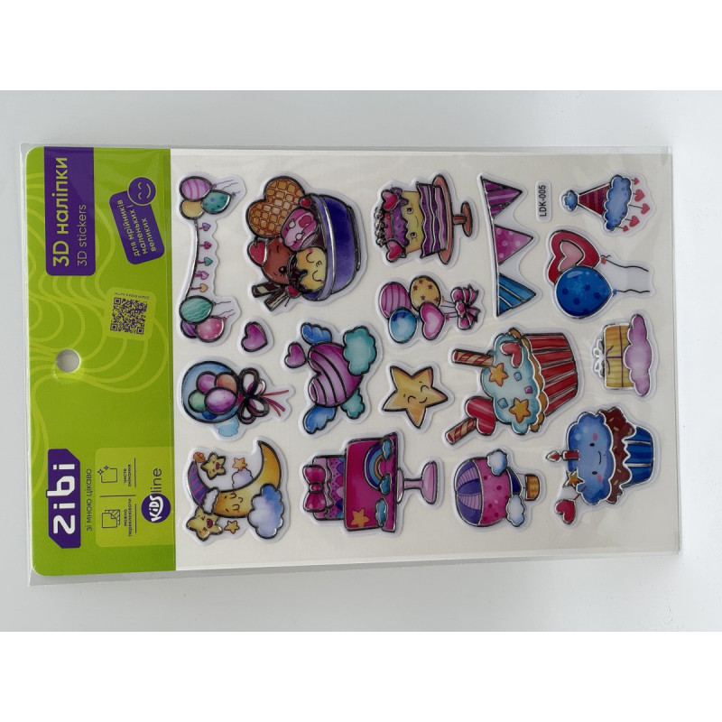 3D наліпки Солодкі тістечка  19 см, KIDS Line