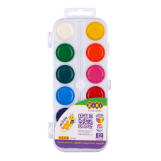 Фарби аквар. 12 кол.,  пласт./кор. без/п, біла, KIDS Line