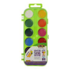 Фарби аквар. 12  кол.,  пласт./кор. без/п, салатовий, KIDS Line